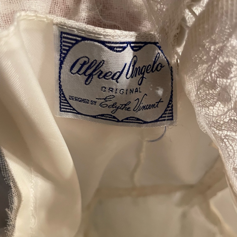 Vintage ALFRED ANGELO EDYTHE VINCENT 1940s 1950s Wedding Dress Tiered Lace SZ S - Picture 11 of 12